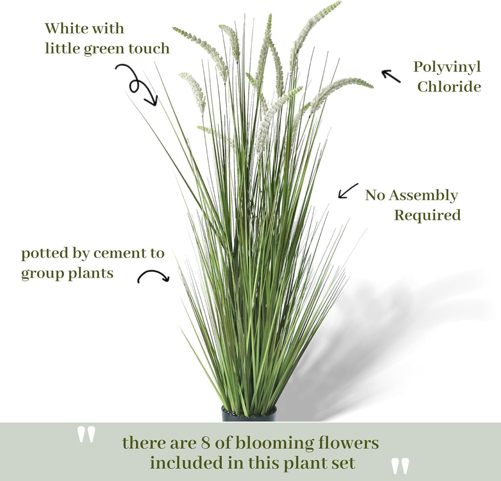 KOL 59in Artificial Veronica Spiked Speedwell Grass, 5ft Faux Veronica Spicata Flower, Tall Reed Grass for Home Office Garden Wedding Decor, Indoor Outdoor Fake Horsetail Plant, UV-Resistant, Yellow