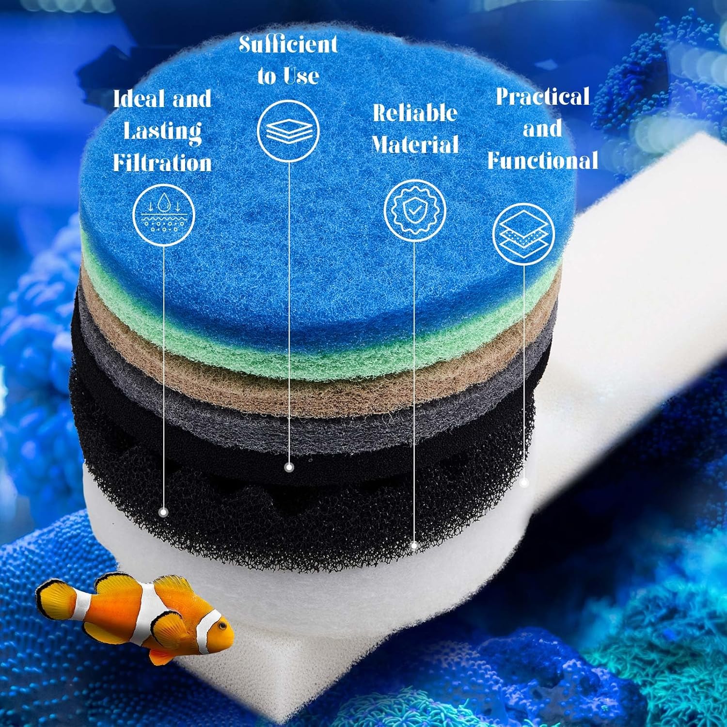 62 Pcs Compatible with Fluval Fx2/fx4/fx5/fx6 Replacement Filter Media, Carbon Pad, Bio-Sponge, Water Polishing Pad, Activated Carbon, Quick Clear Sponge, Nitrite/Phosphate/Ammonia Remover