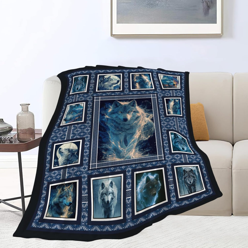 Wolf Throw Blanket Wolf Stuff Gifts for Kids Girls Boys Adults Women Men Soft Cozy Warm Plush Fluffy Fuzzy Fleece Blanket Decor 40''X50''