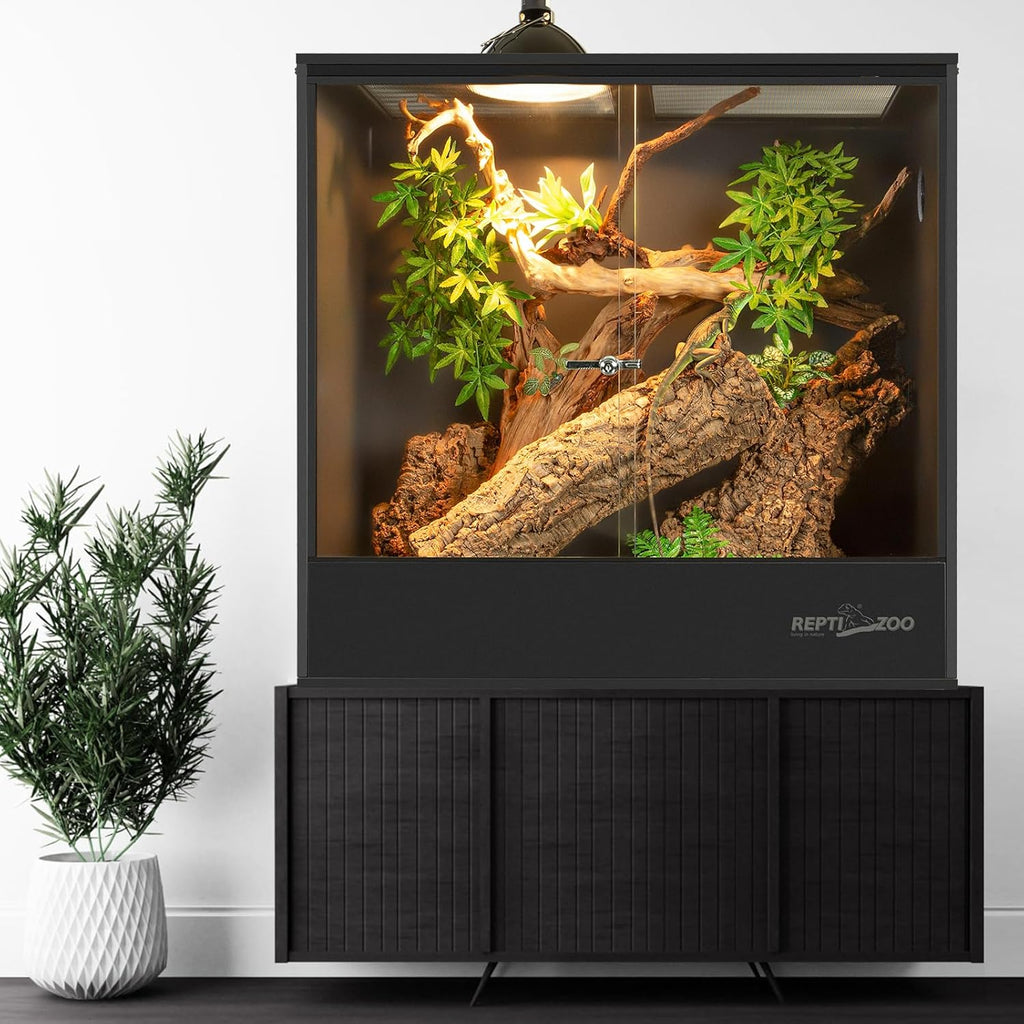 REPTIZOO 100 Gallon PVC Reptile Tank, 36x18x36 inch Extra Tall Large Reptile Enclosure, Chameleon Frog Gecko Lizard Arboreal Terrarium with Sliding Door & Screen Ventilation