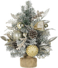 Flocked Christmas Tree Mini Tabletop Christmas Tree with Ornaments Berries Pinecones, 19" Small Fake Xmas Trees Plant Christmass Decorations for Table Centerpiece, Mantel Entryway Winter Holiday Decor