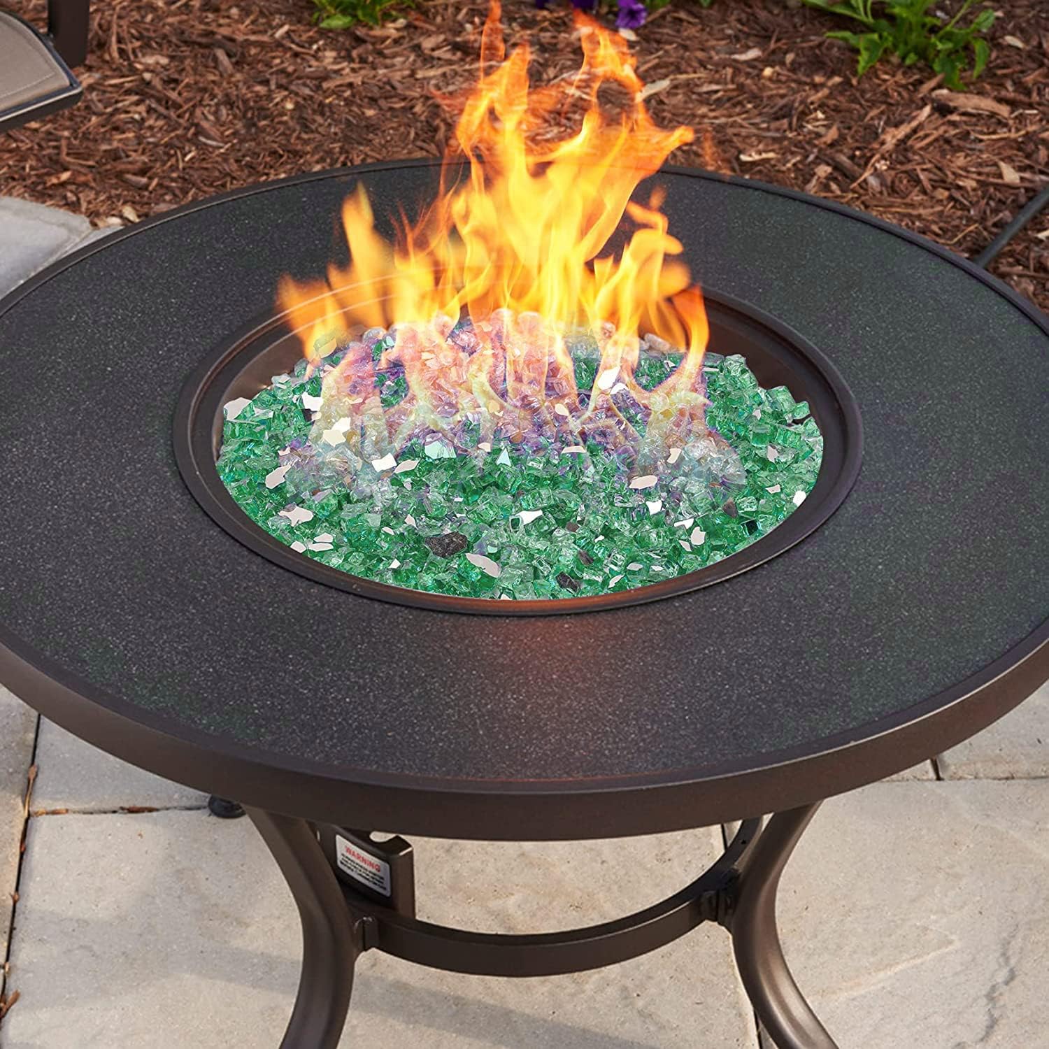 Onlyfire 10 pounds Fire Glass for Propane Fire Pit and Gas Fireplace, 1/2 Inch Reflective Firepit Glass Rocks for Fire Pit Table and Fire Bowl, High Luster Light Green