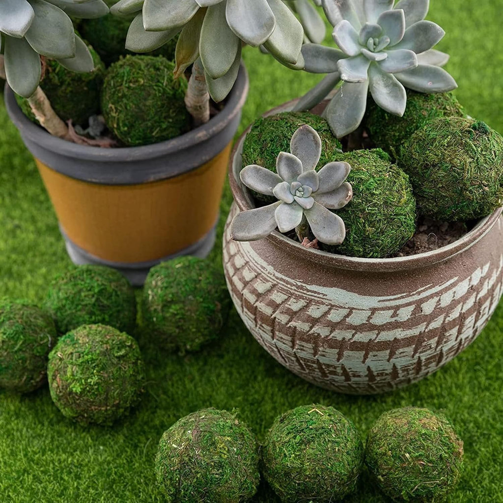 18pcs Moss Balls Decorative Faux Green Dried Artificial Moss Balls for Centerpiece Bowls for Home Garden Wedding Party Decor (6pcs 3.5"+12pcs 2")