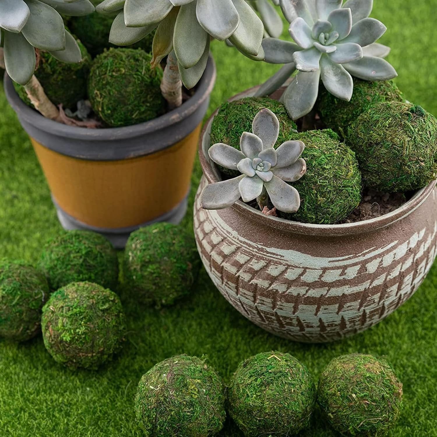 12pcs Moss Balls Decorative Faux Green Dried Artificial Moss Balls for Centerpiece Bowls for Home Garden Wedding Party Decor (2"-Set of 12)