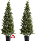 VEVOR Artificial Cedar Topiary Trees, 48 inch 2 Set Faux Pine Shrubs Plants, Fake Silk Tree Look Real, Easy Assembly for Decor Front Porch Outdoor Patio Garden Balcony Backyard Indoor Office