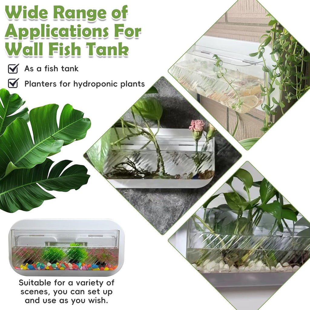 kathson Acrylic Wall Hanging Fish Bowl Wall Mounted Fish Tank Planter Fish Bubble Hanging Aquarium Hydroponic Plant Pot Betta Fish Tank Bowl for Home Decor Pot Decoration Planter