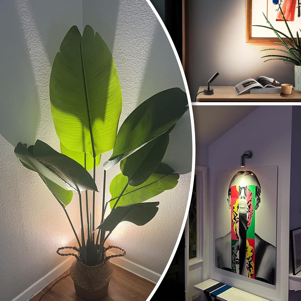LED Spot Lights Indoor 3W Up Lights Indoor with Timer and Remote 3000K/4000K/5000K Uplighting Indoor Spotlight 120V Dimmable Uplights Indoor Floor Light for Plant and Artwork, 2 Pack, SHWT0302B
