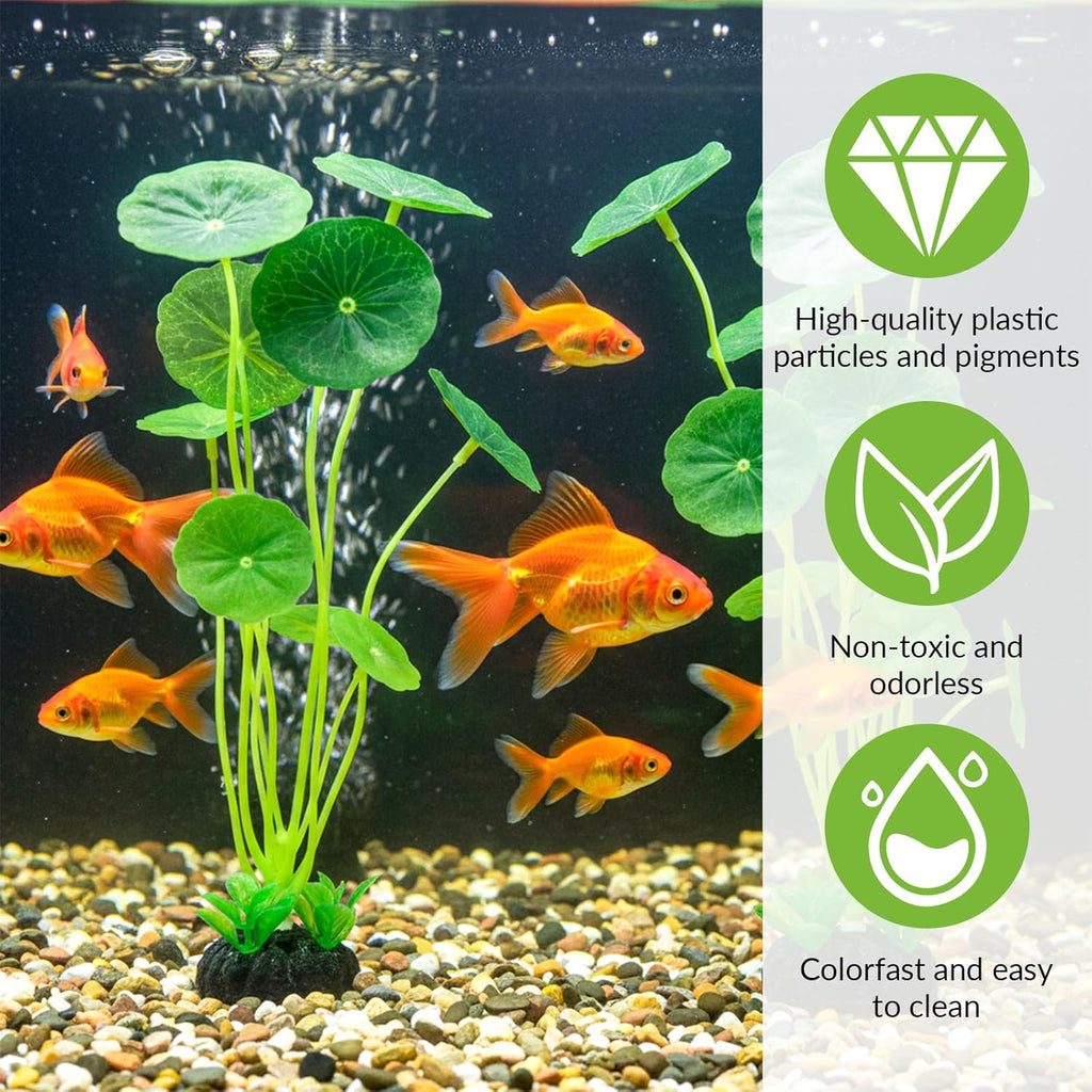 9 Inch Artificial Aquarium Plants 2 Pack Plastic Lotus Leaf Decorations for Small Tank Goldfish Betta Hides (Green)