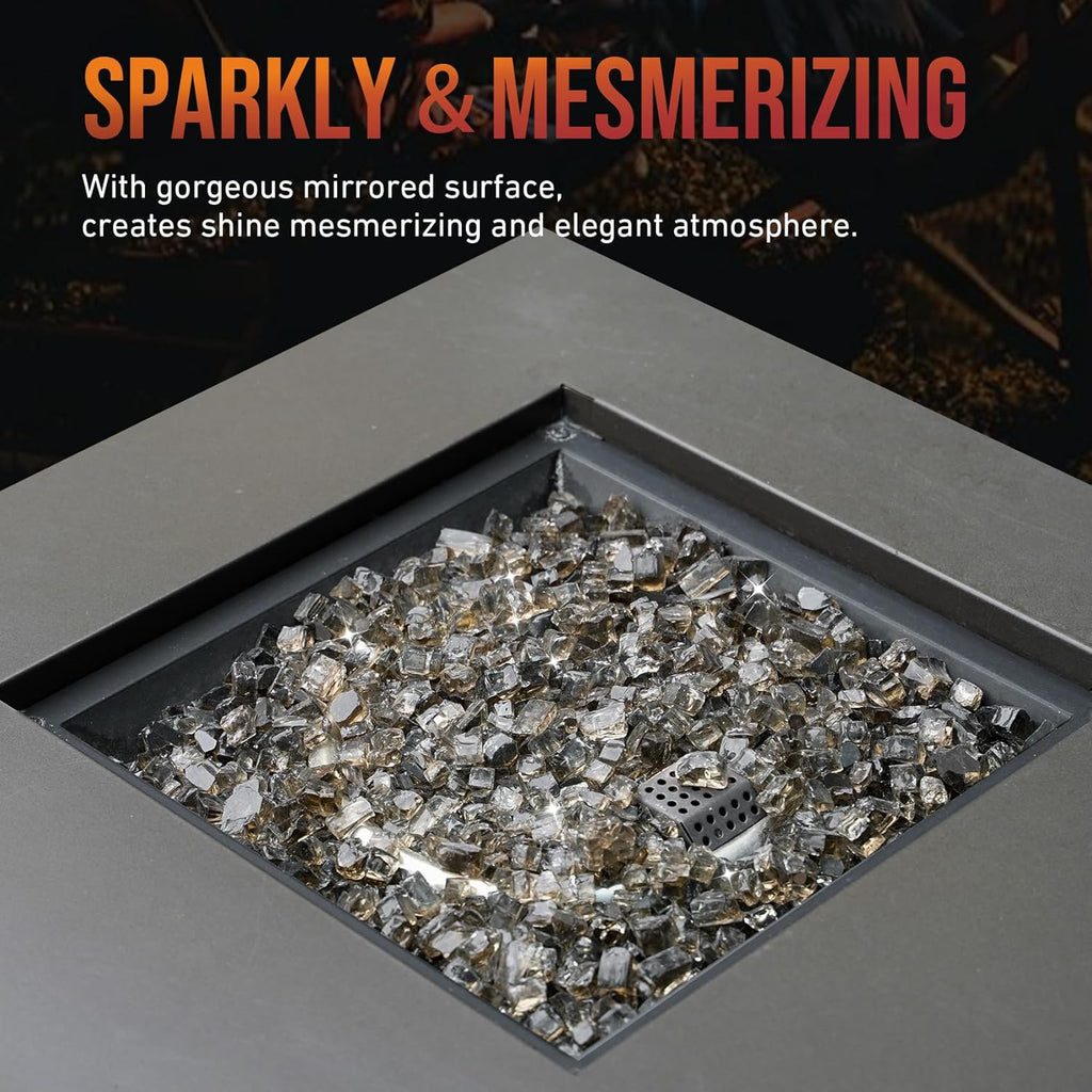 Skyflame High Luster 10-Pound Regular Fire Glass for Fire Pit Fireplace Garden Landscaping Bronze 1/2" Size