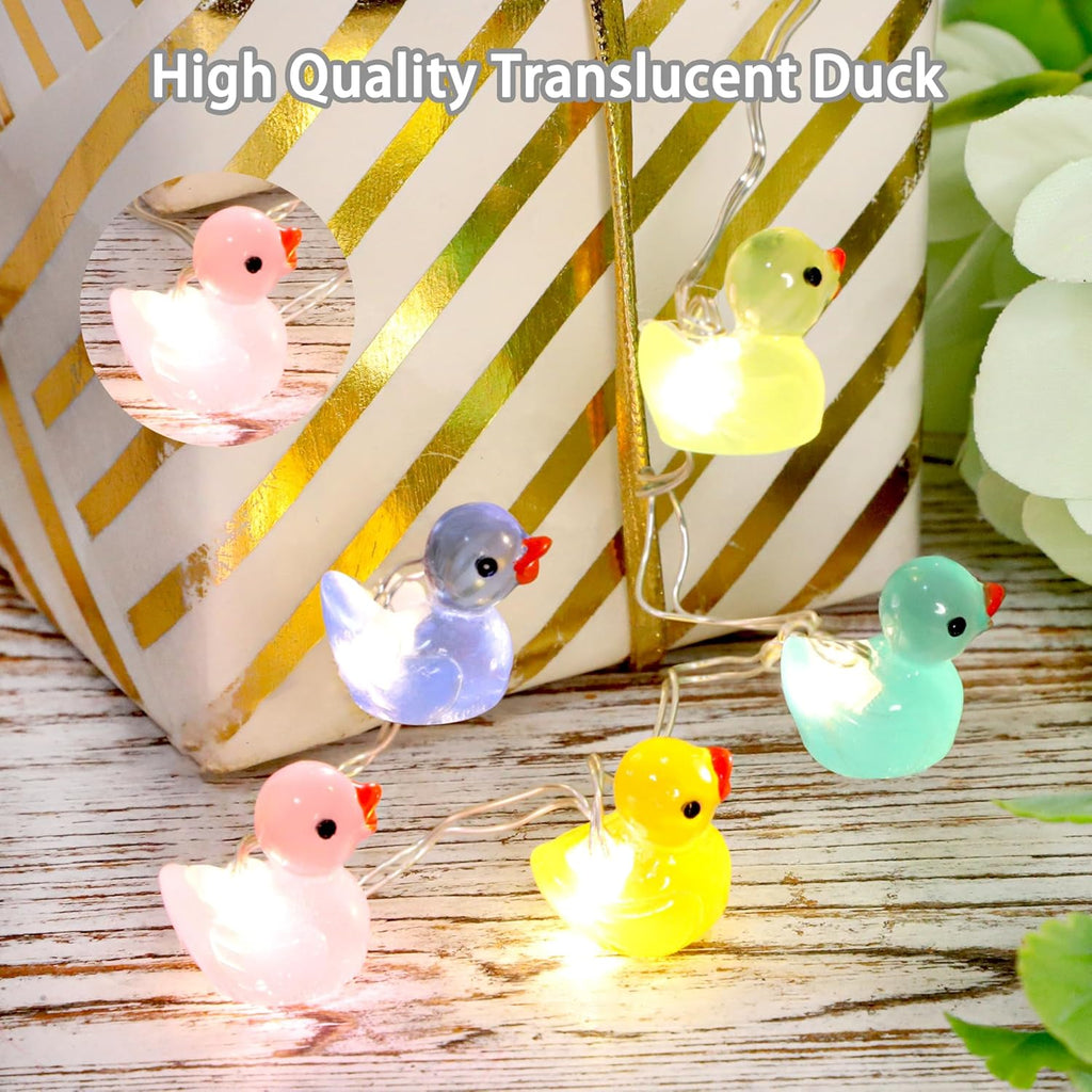 Tiny Duck String Lights Battery/USB Powered - 10ft 40 Lights Multi-Color Duck, Remote Control LED Fairy Warm White Light for DIY Crafts Wedding Table Centerpieces Party Bedroom Christmas