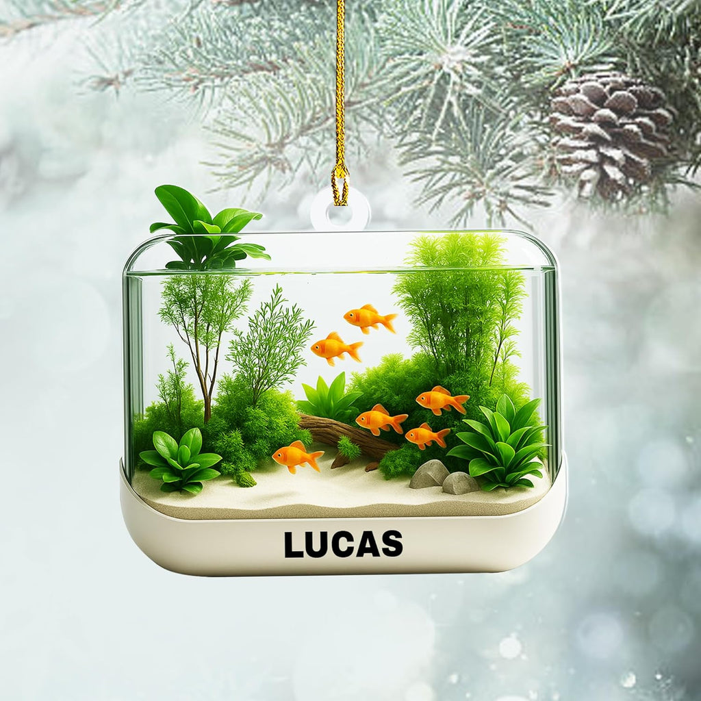 Personalized Aquarium Fish Tank Christmas Ornament 2025, Custom Name Clownfish Holiday Tree Decoration, Unique Keepsake Gift for Fish Lovers, Pet Owners, Kids, Aquarists (ON4)
