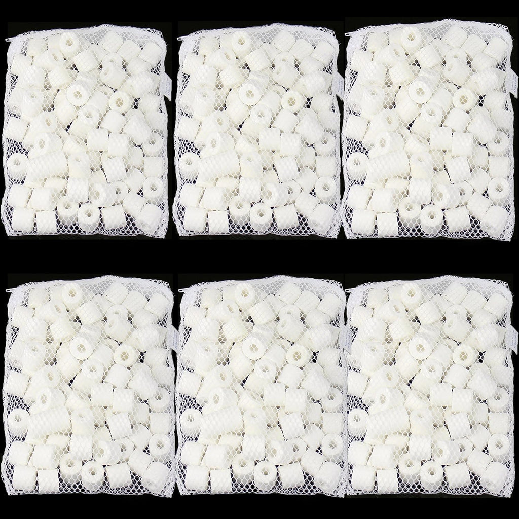 AQUANEAT Bio Ceramic Rings 6 lbs Aquarium Sump Filter Media Fish Tank Koi Pond Canister Filter Media in 6 Free Mesh Bags