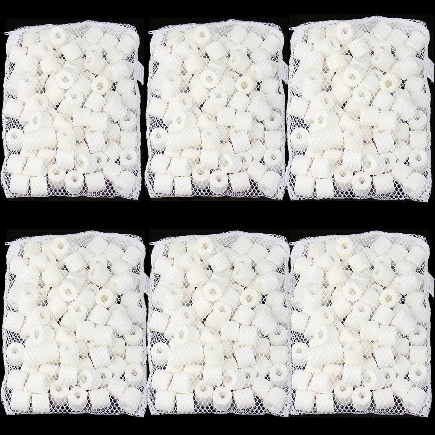 AQUANEAT Bio Ceramic Rings 6 lbs Aquarium Sump Filter Media Fish Tank Koi Pond Canister Filter Media in 6 Free Mesh Bags