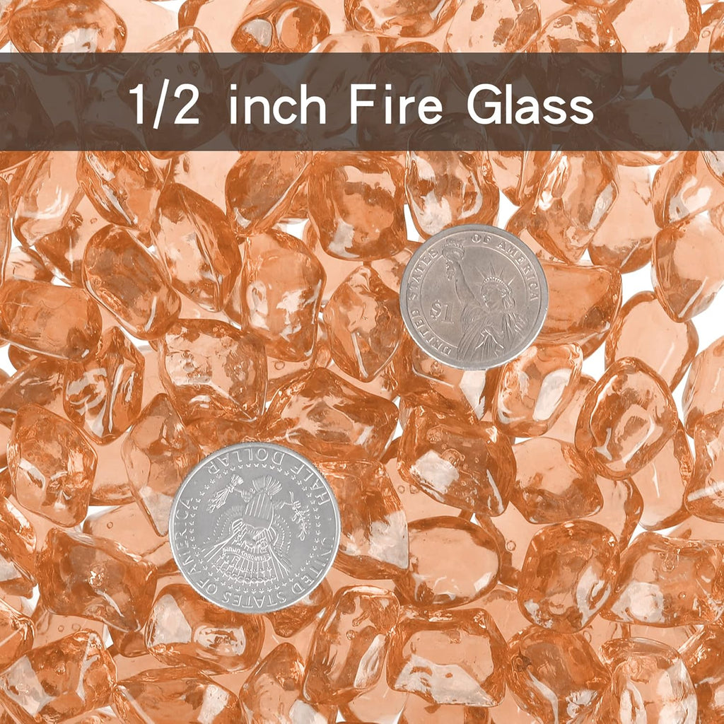 Onlyfire 1/2-Inch Polygon Fire Glass, 10 Pound Pack Glass Rock for Fireplace Fire Pit & Lanscaping, High Luster Elegant Gold