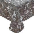 Walrus Heavy Duty Vinyl Tablecloth with Flannel Backing Waterproof Oil-Proof Plastic Table Cloth Stain-Resistant Wipeable Rectangle or Square Table Cover for Indoor and Outdoor (Grey Leaf,52x70 Inch)