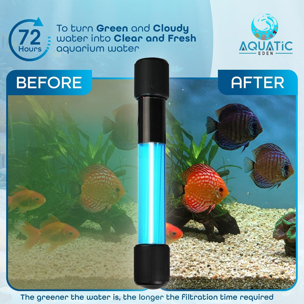 5W UV Light for Aquariums – UV-C Clean Light with a 9.84 ft Cord for Use in Filters, Sumps, and Small Ponds | Clears Green Water, Removes Cloudiness, & Promotes a Healthy, Clear Tank for Fish & Plants