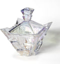 M&N HOME Glass Candy Dish with Lid - Pearl Colored Crystal Candy Bowl, 24 Oz. Extra Large Candy Dish, Unique