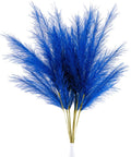 UiiziC Faux Pampas Grass 6 PCS 33.5"/85cm Dried Fluffy Bling-Bling Artificial Flowers Ascendant Grass for Vase Fillers Wedding Party Bouquets Home Hotel Centerpieces Decor (Bright Blue)