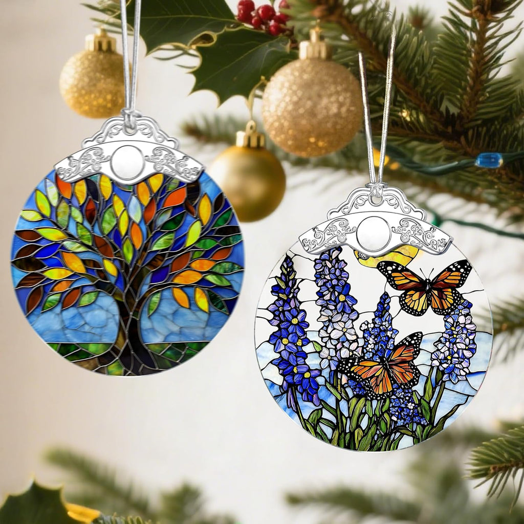 Lavender Butterfly Christmas Ornaments: Christmas Tree Ornaments, Holiday Decor for Flower Lover, Stocking Stuffers, Gift Ideas, Xmas Gifts & Gifts for Butterfly Lover