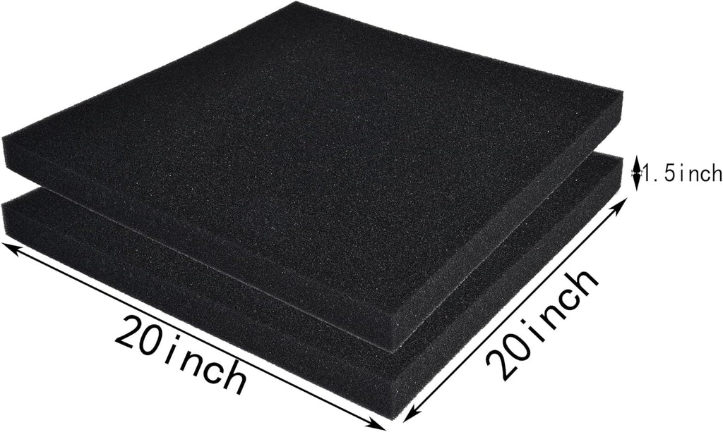 Hipanda 2 Pack Aquarium Bio Filter Sponge Pad 20"x20"x1.5",50PPI, Bio Filter Media Foam Pad Sponges, Cut-to-Size Open Cell Foam Sheet for Fish Tank