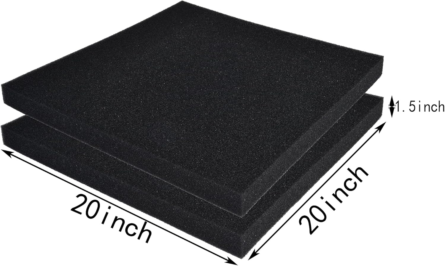Hipanda 2 Pack Aquarium Bio Filter Sponge Pad 20"x20"x1.5",50PPI, Bio Filter Media Foam Pad Sponges, Cut-to-Size Open Cell Foam Sheet for Fish Tank