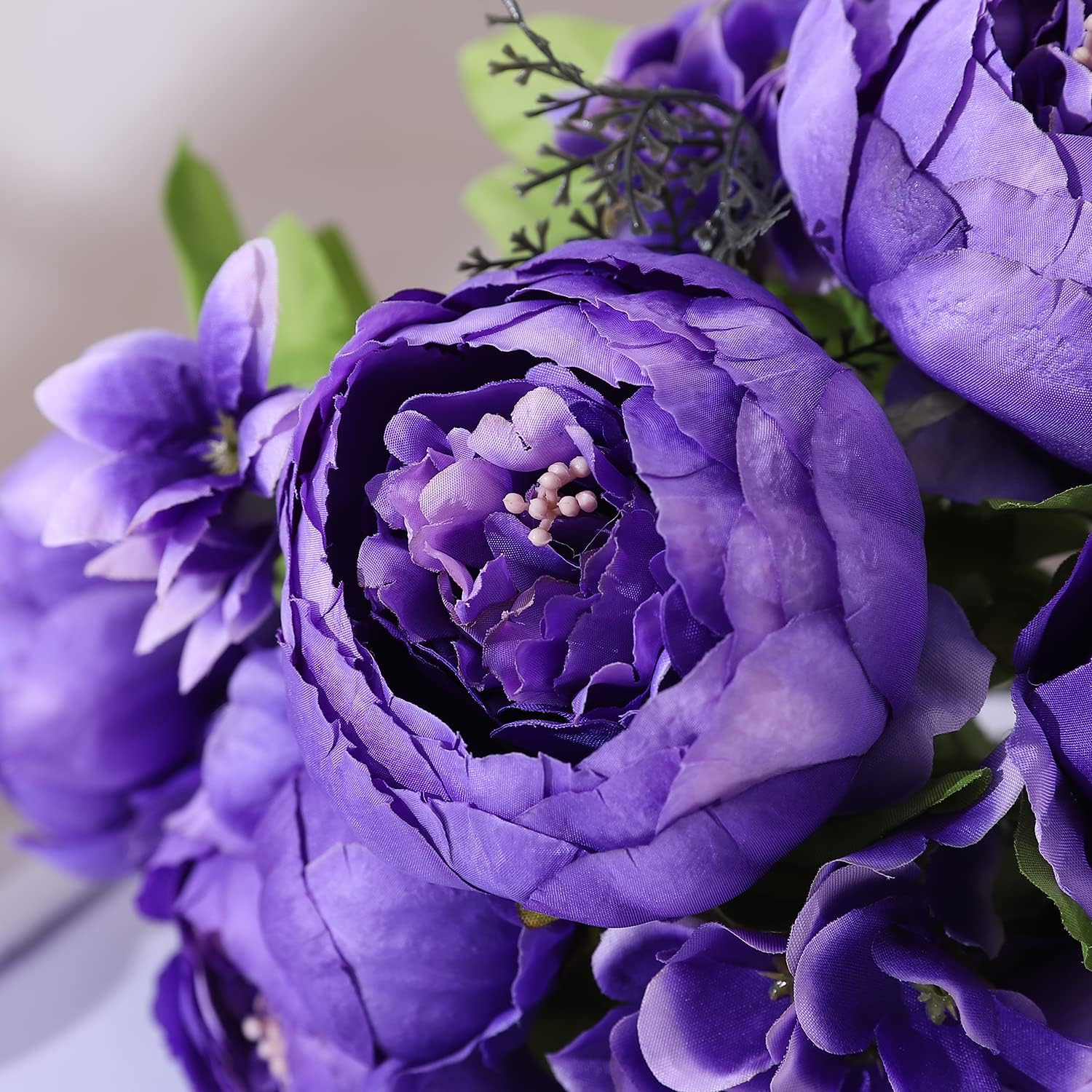 Duovlo Artificial Peony Silk Flowers Fake Flowers Vintage Wedding Home Decoration,Pack of 1 (Medium Purple)