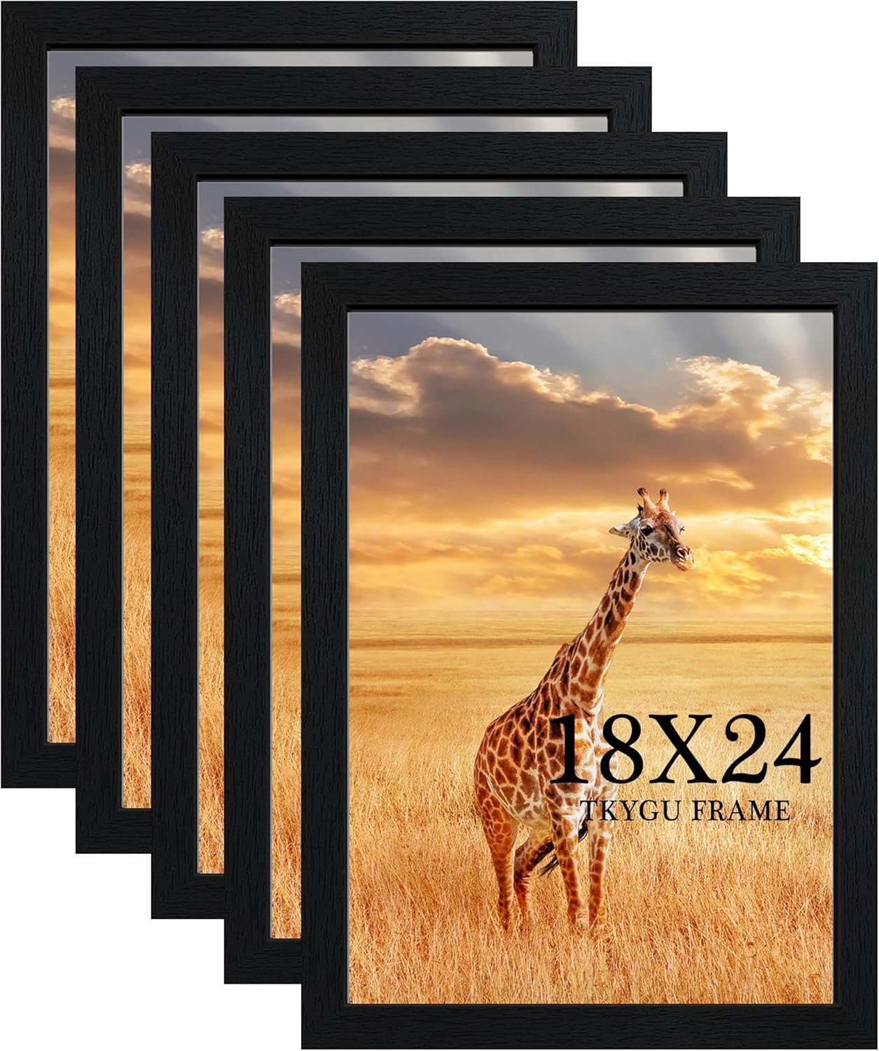 18x24 Poster Frame Black Set of 5, Woodgrain Frame for 18x24 Inch Studio Gallery with Durable Shatter Resistant Plexiglass,Wall Gallery Photos frame 24 by 18 Posters & Art Prints for best gift