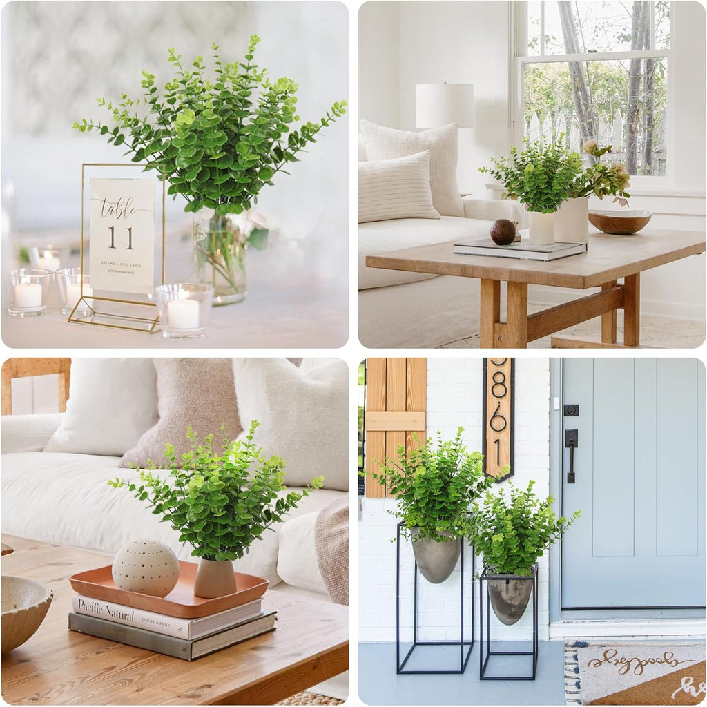 RECUTMS 36Pcs Green Eucalyptus Leaves Stems 15 inch Artificial Eucalyptuses Leaf Branches Faux Tender Greenery Picks Spring Wedding Centerpiece Flower Bouquet Arrangement Christmas Office Home Decor