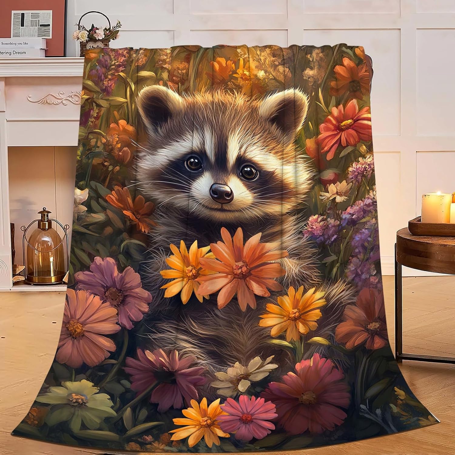 Raccoon Blanket Cute Cartoon Raccoon Throw Blanket Gifts for Girls Women Kids Boys Adults Men Super Soft Cozy Plush Fluffy Fuzzy Fleece Blanket Home Decor 40''X50''