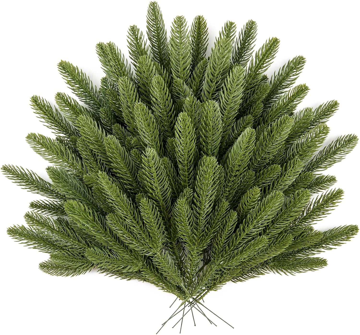 HOHOTIME 50 Pcs Artificial Pine Stems, Christmas Tree Pine Picks, Faux Greenery Stems Branches for Vase, Fake Pine Stems Decoration, Faux Pine Sprigs for Garland Wreath Tree Home DIY Xmas Decor