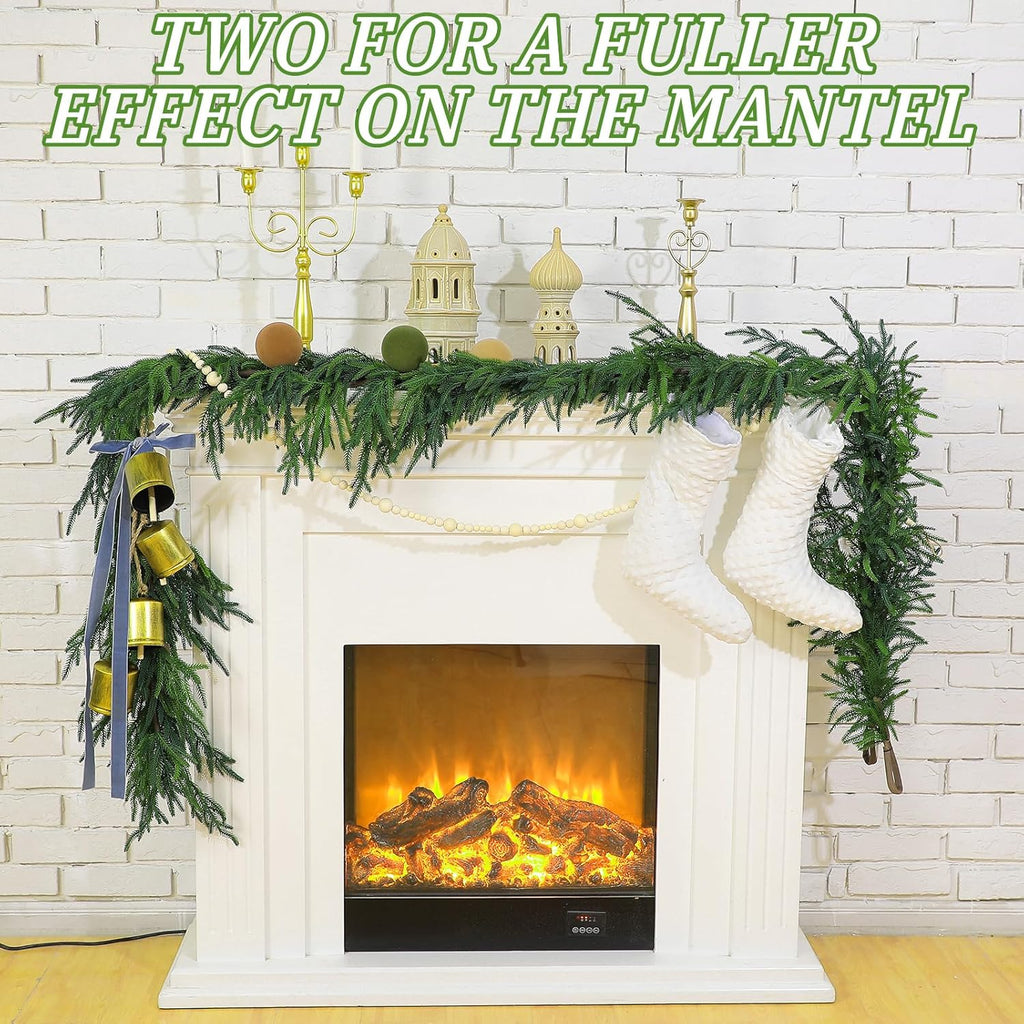 Jutom 1 Pcs 6 Feet Christmas Norfolk Pine Garland Realistic Artificial Faux Greenery Cedar Garland for Mantle Holiday Indoor Outdoor Fireplace Winter Christmas Decorations