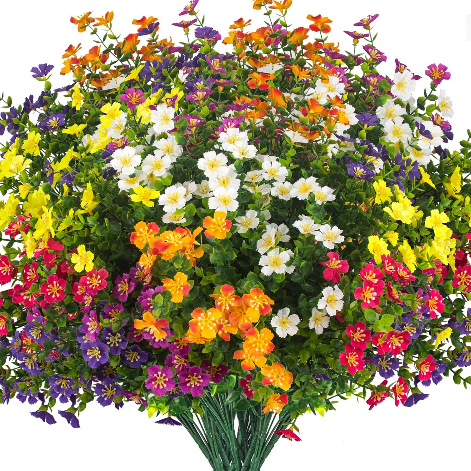 Outdoor Artificial Flowers UV Resistant & Fade Proof, 12 Pack Realistic Fake Flowers for Garden, Patio, Lawn Decor - Weatherproof Plastic Plants(Mix)