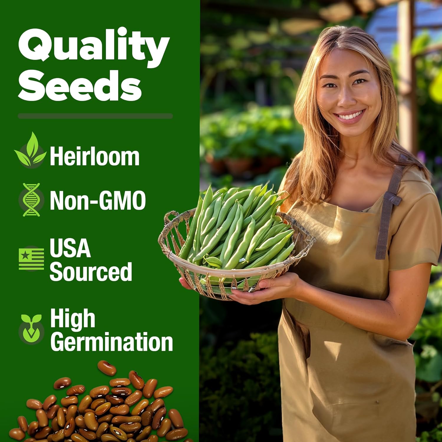 HOME GROWN Contender Bush Seeds - 56 𝗡𝗢𝗡-𝗚𝗠𝗢 𝗨𝗦𝗔-𝗦?𝗨𝗥𝗖𝗘𝗗, Heirloom Green Beans for Planting - Emergency Food Supply (Phaseolus vulgaris)