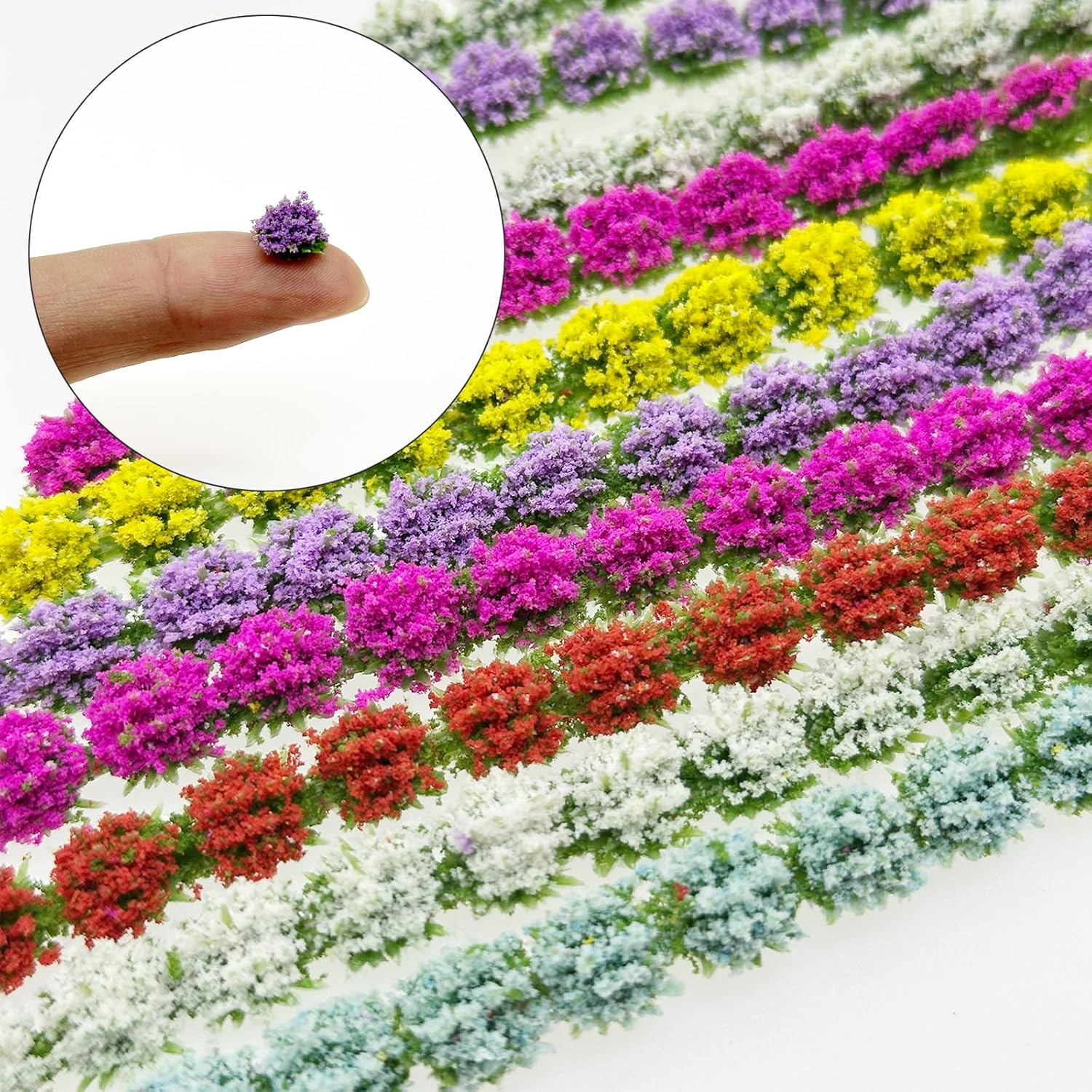 Woohome 12 PCS Flower Cluster Model, Static Grass Model Grass Tufts Set for DIY Miniature Train Landscape Terrain Railway Scenery Decorations