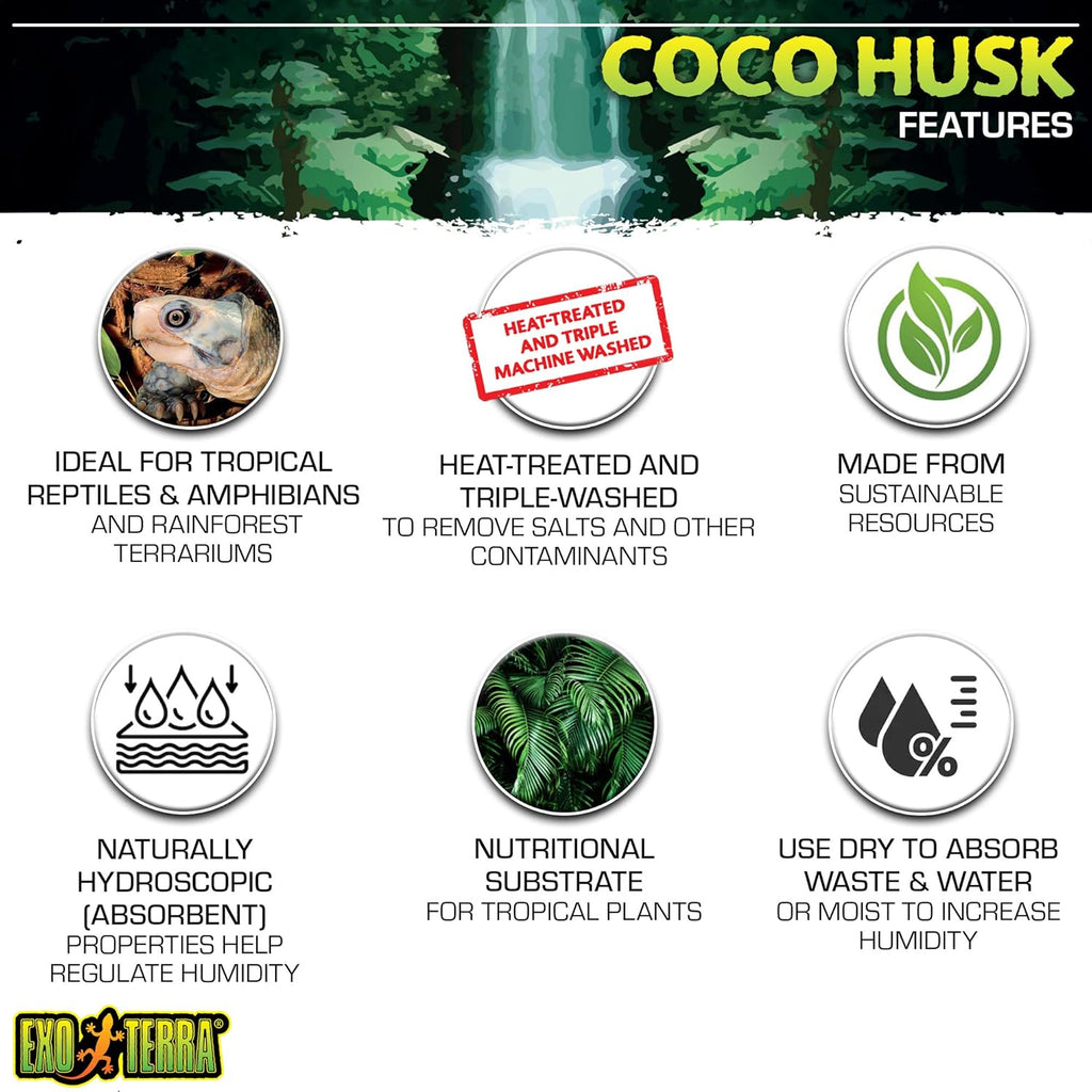 Exo Terra Coco Husk Terrarium Substrate, 8-Quart (Pack of 3)