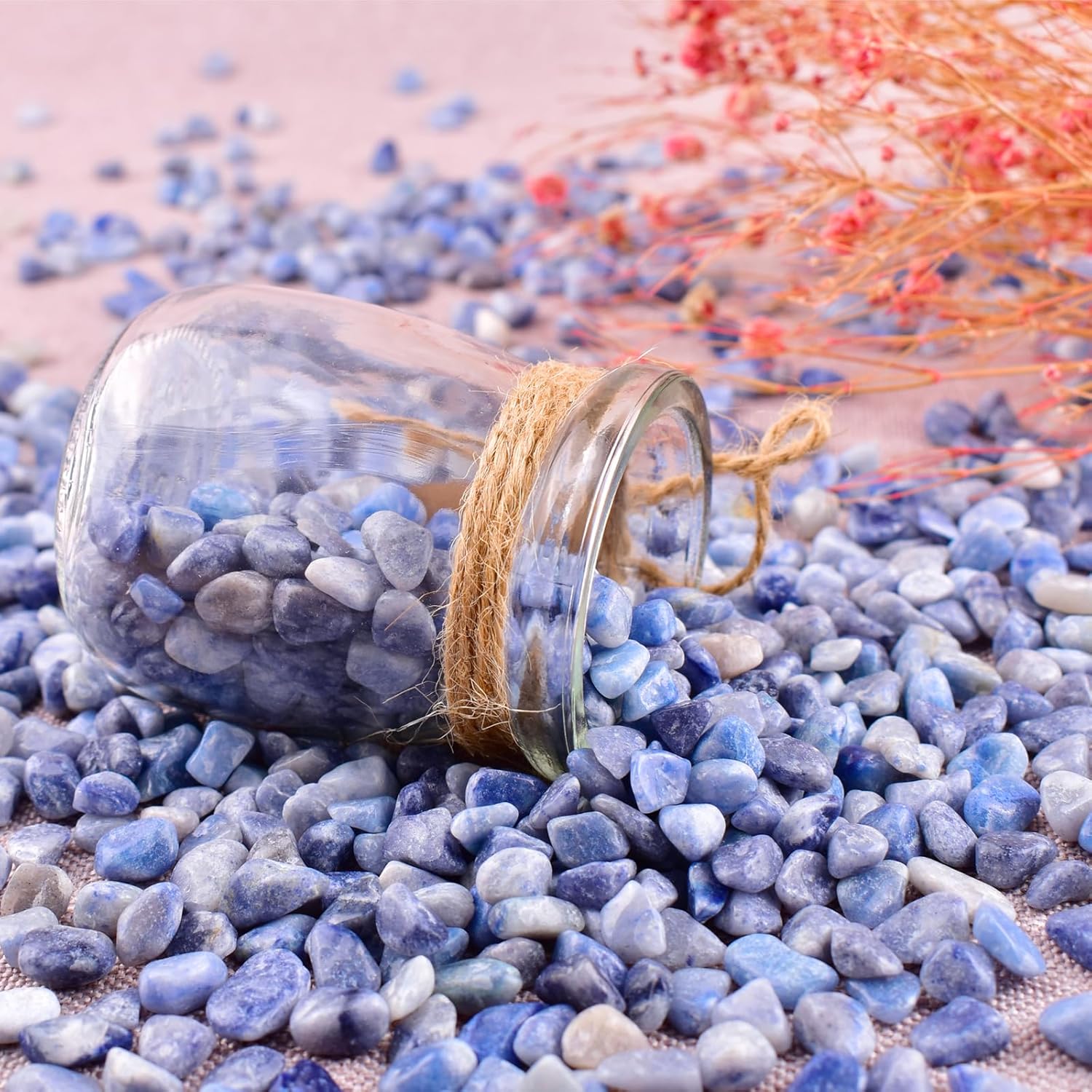 Polished Blue Aventurine Crystal Chips 200 Pcs - 0.3" 10 oz Tumbled Stone Chips Crushed Sea Glass Stones Healing Reiki Crystal Making Home Decoration