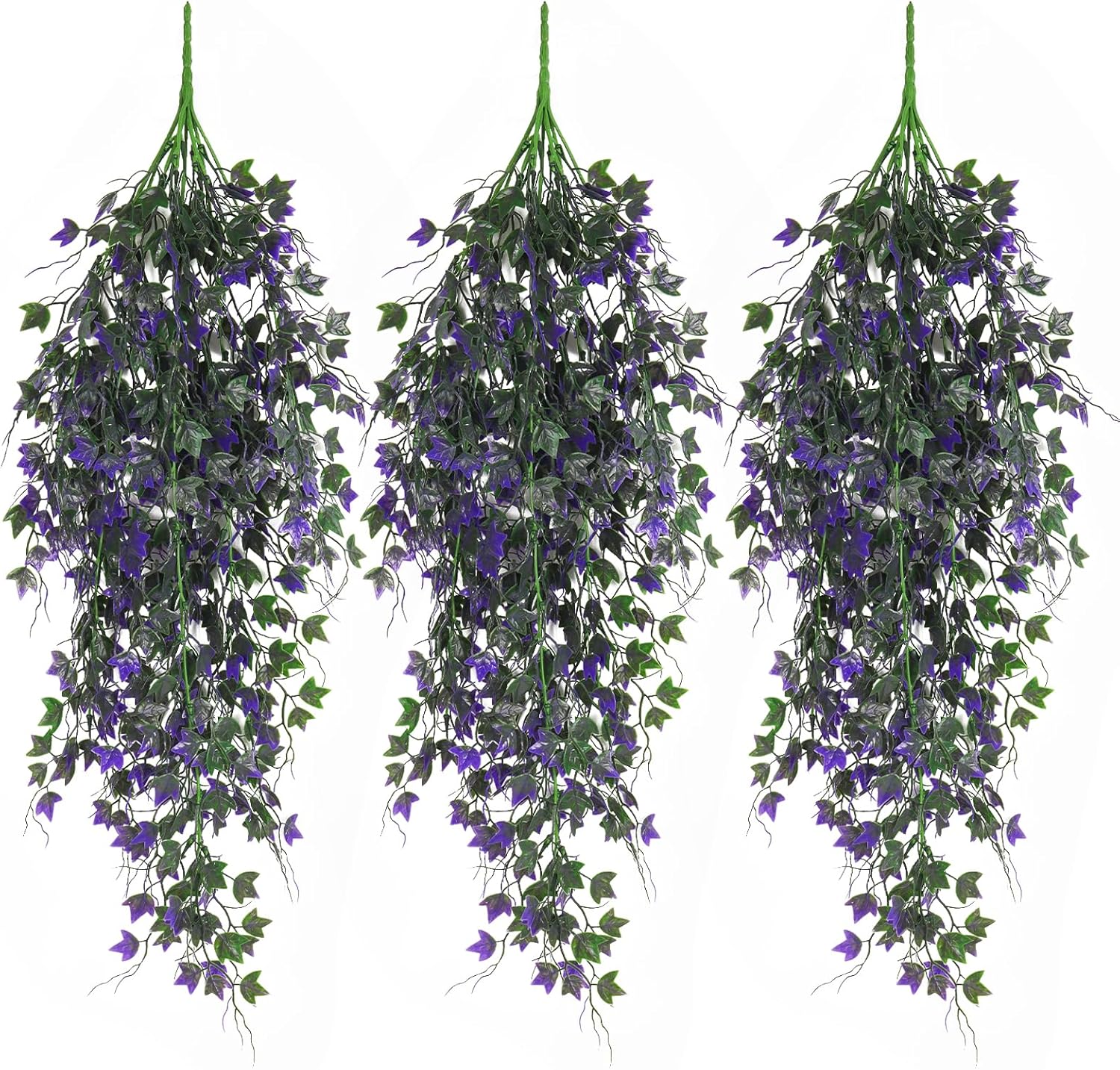 Artificial Ivy Vines Fake Plants Artificial Hanging Plants Faux Hanging Ivy Leaves Artificial Plants UV Resistant Plant for Outdoor Terrace Garden Decoration Indoor Bathroom Wall Decor(Purple)