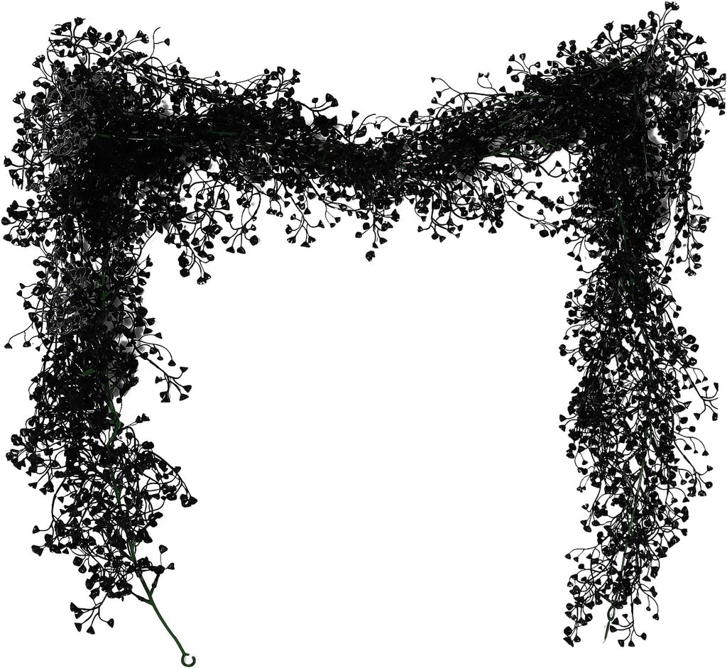 RECUTMS Black Garland Artificial Hanging Plants 2Pcs 5.6Ft Fake Garland Plant Greenery Faux Ferns Leaves Ivy Wreath for Halloween Thanksgiving Party Outdoor Indoor Garden Decor(Black)