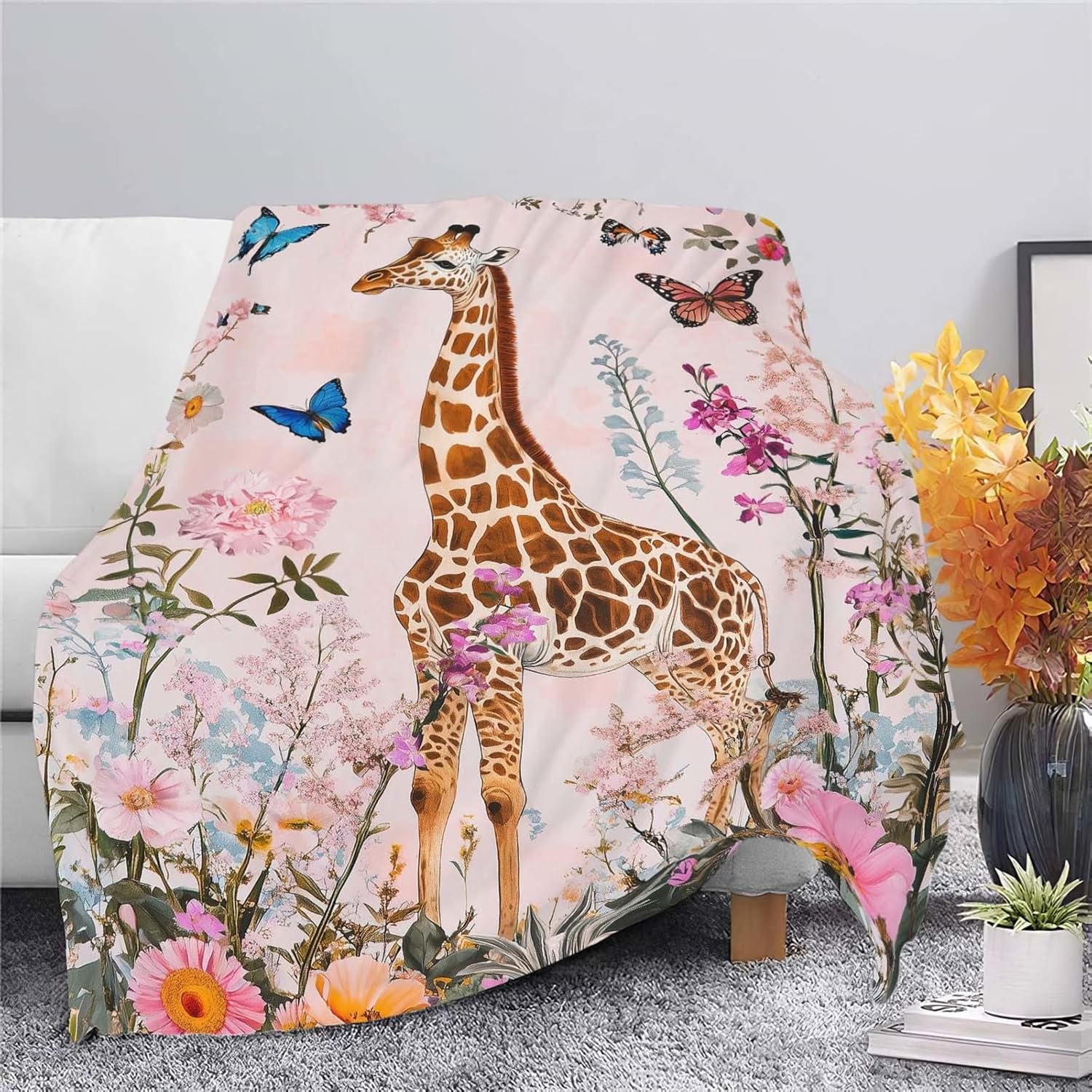 Giraffe Throw Blanket Giraffe Stuff Gifts for Kids Girls Boys Adults Women Man Soft Cozy Warm Plush Fluffy Fuzzy Fleece Blanket Decor 40''X50''