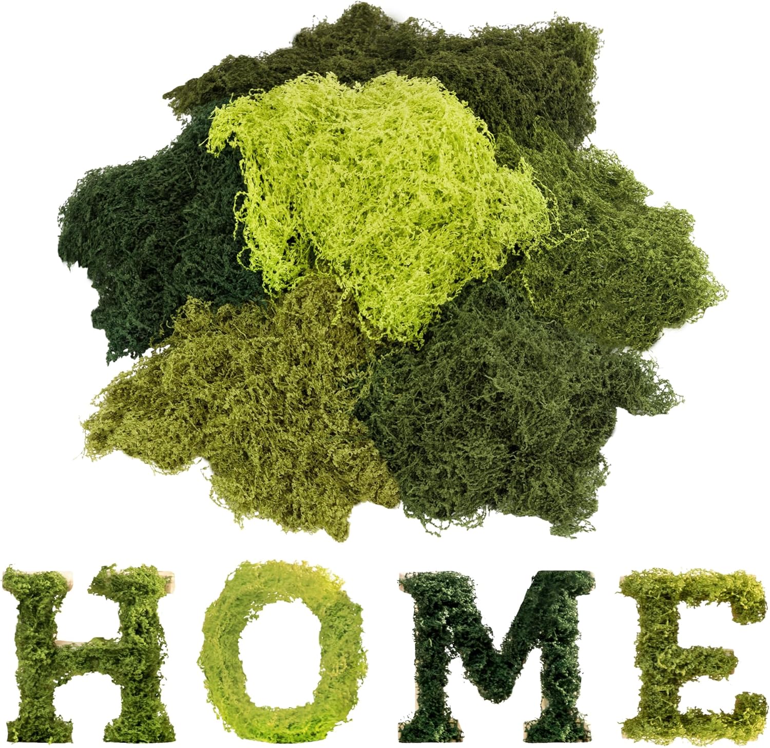 6 Colors Artificial Moss for Crafts, 21.16 OZ Fake Moss, Fake Green Moss for Plants Indoor, Craft Moss for DIY Decorative, Fairy Garden, Model Making, Walls Decor, Table Centerpieces, Wedding