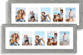 8x24 Picture Frame 2 Pack, Rustic Grey Wood Frame with Tempered Glass, Display Pictures Multiple Five 4x6 With Mat or 8 x 24 Without Mat - Horizontal or Vertical Wall Mounting