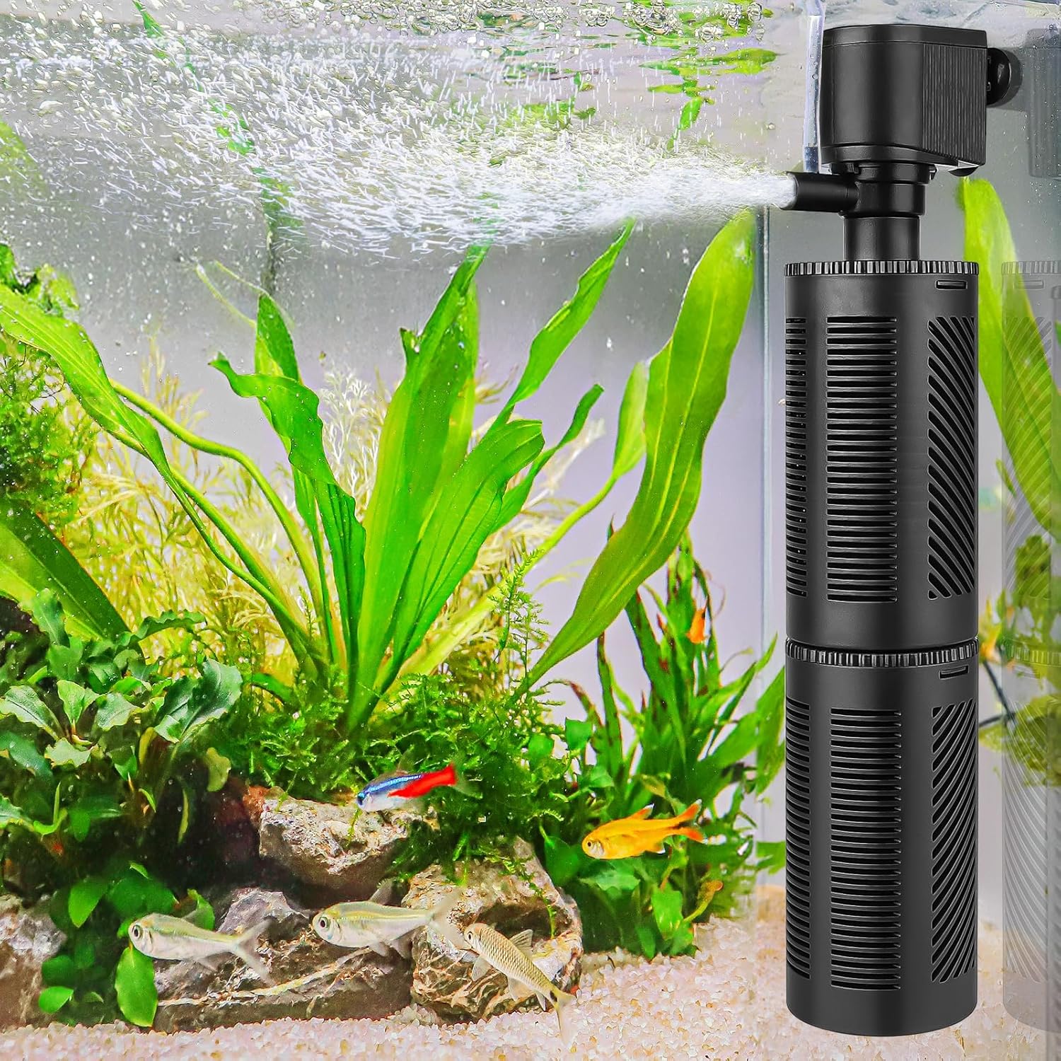 hygger 30-70 Gallon Submersible Aquarium Internal Filter In-Tank Filtration with Aeration for Saltwater and Freshwater Fish Tank Filters 264 GPH