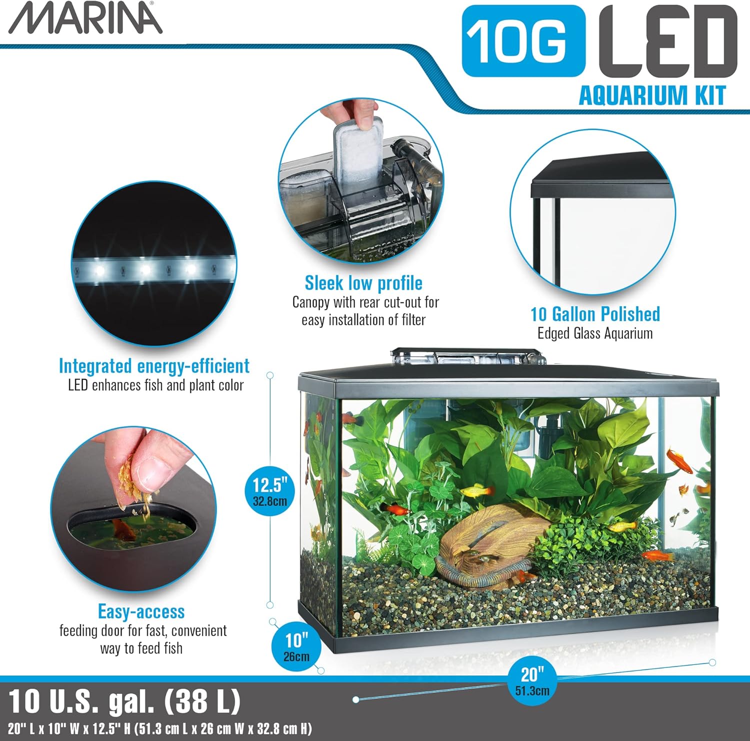 Marina LED Aquarium Kit, 10 gallon