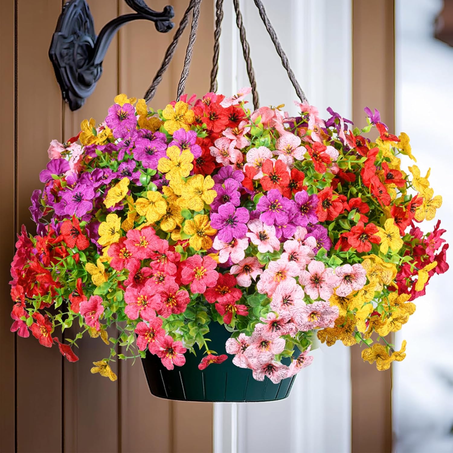 30 Bundles Artificial Flowers Faux Plants Flowers for Outdoor Spring Summer Decoration UV Resistant Artificial Plastic Plants Silk Flowers for Home Planter Porch Window Box Yard