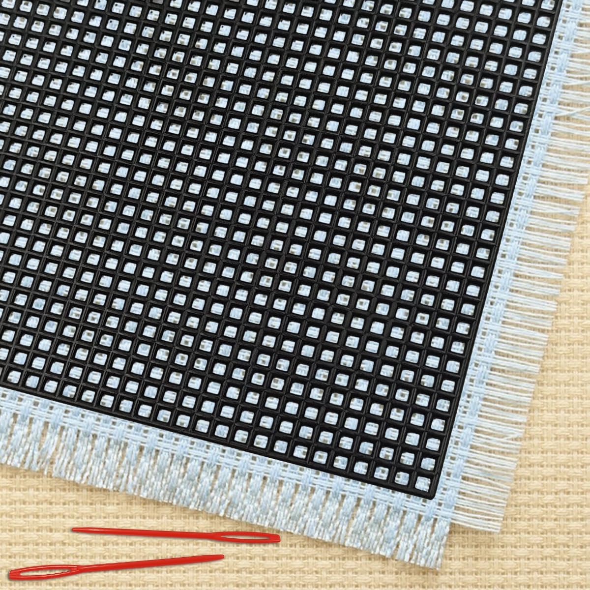 5 Pcs 7 Count Plastic Mesh Canvas Sheets for Embroidery Crafting - 10.2" x 13.2", Acrylic Yarn Crafting, Knit and Crochet Projects, Make Aquarium Dividers, with 5 Pcs Weaving Needles, Black