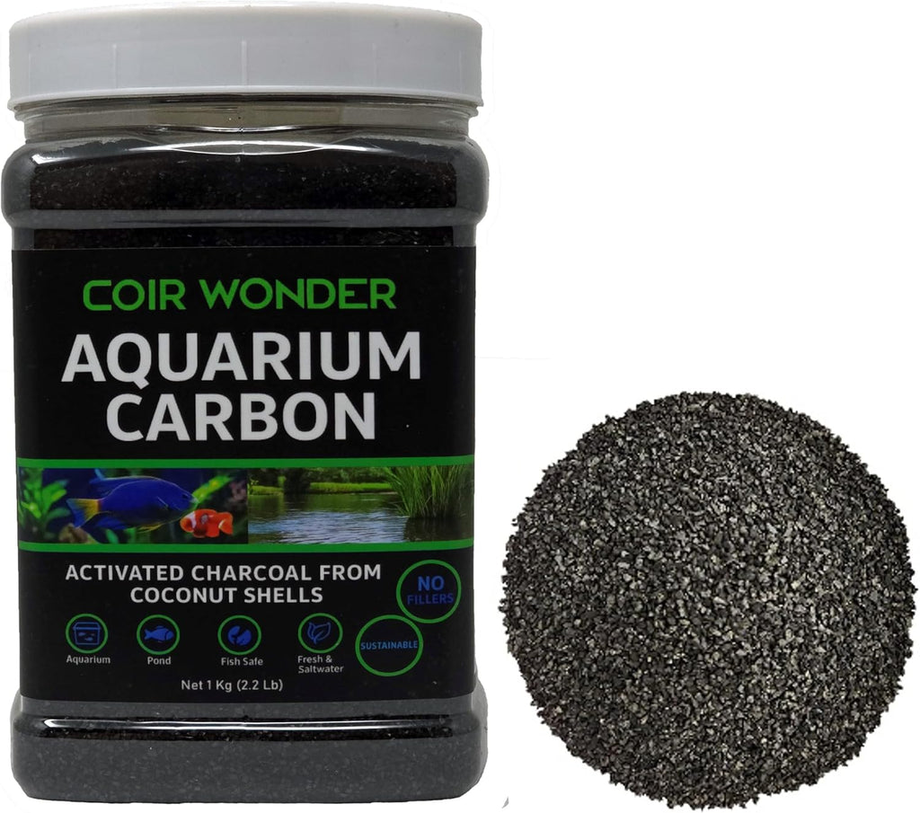 Aquarium Activated Carbon – Charcoal Filter Media Pellet Granules for Fish Tank & Pond – 1 Kg (2.2 lb) – Steam Activated Coconut Shell Carbon – Coir Wonder