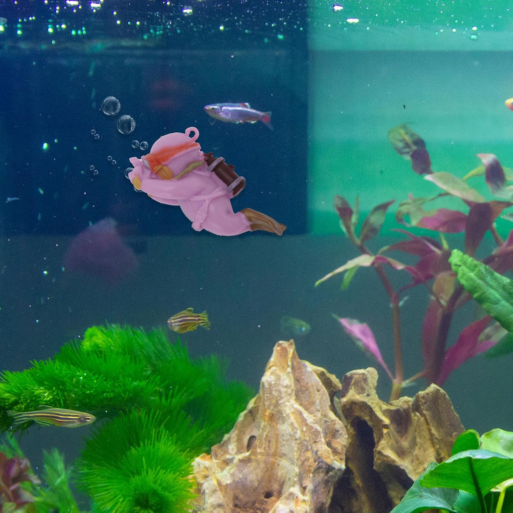 Diver Aquarium Decorations, Floating Diver Fish Tank Decorations, Floating Cartoon Diver Decor, Fun Floating Fish Decoration, PVC Diver Decor, Purple, 1 Set