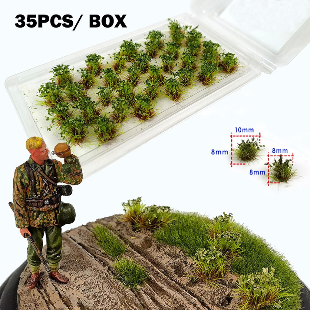 Woohome 70 PCS Flower Cluster Model 2 Color Static Grass Model Flower Vegetation Groups Grass Tufts Set for DIY Miniature Train Landscape Terrain Railway Scenery Decorations