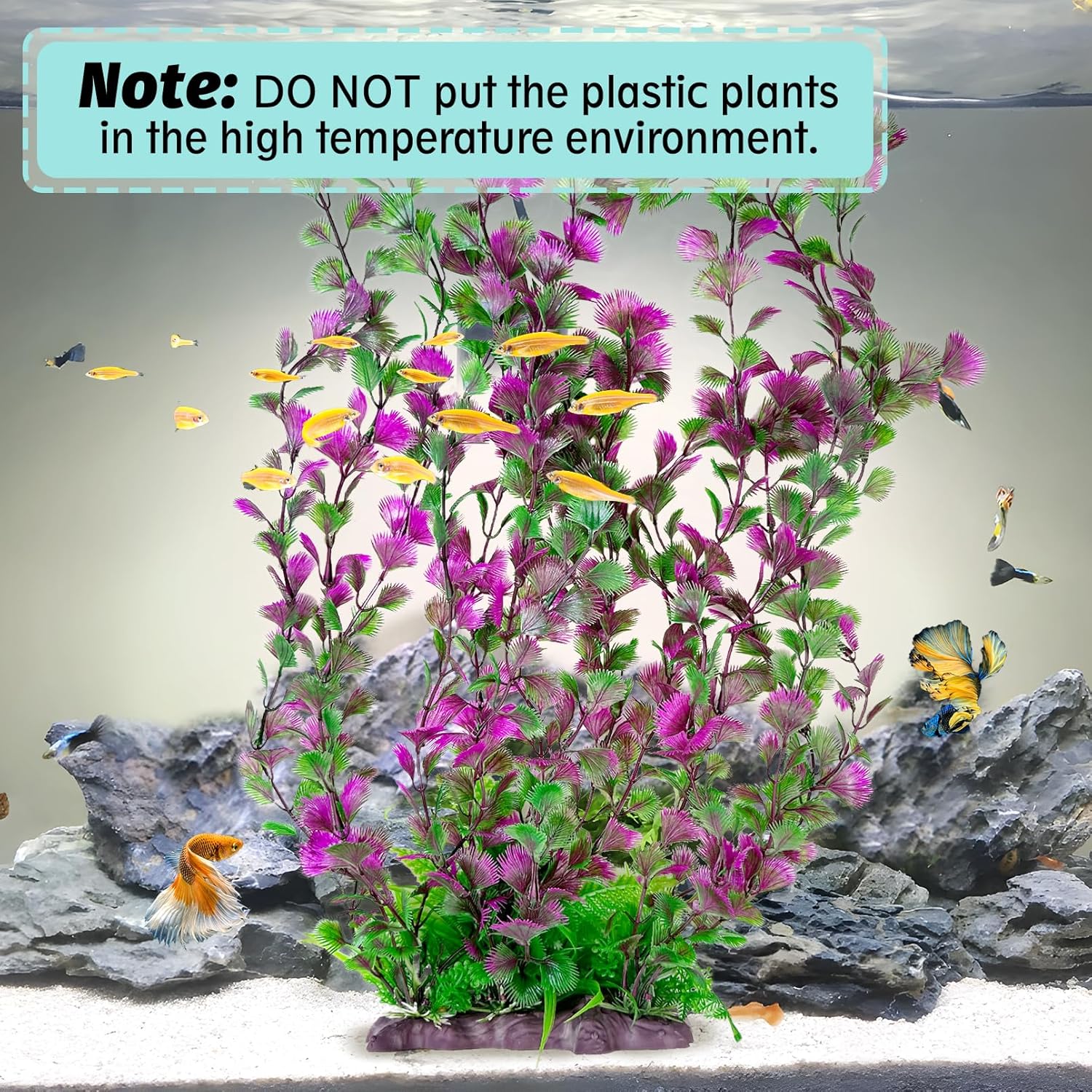 Hamiledyi Aquarium Plastic Plants Aquarium Decor Artificial Fish Tank Plants,Tall Fish Tank Decorations, Extra Large Aquarium Plant 20.4-inch Tall,1PCS