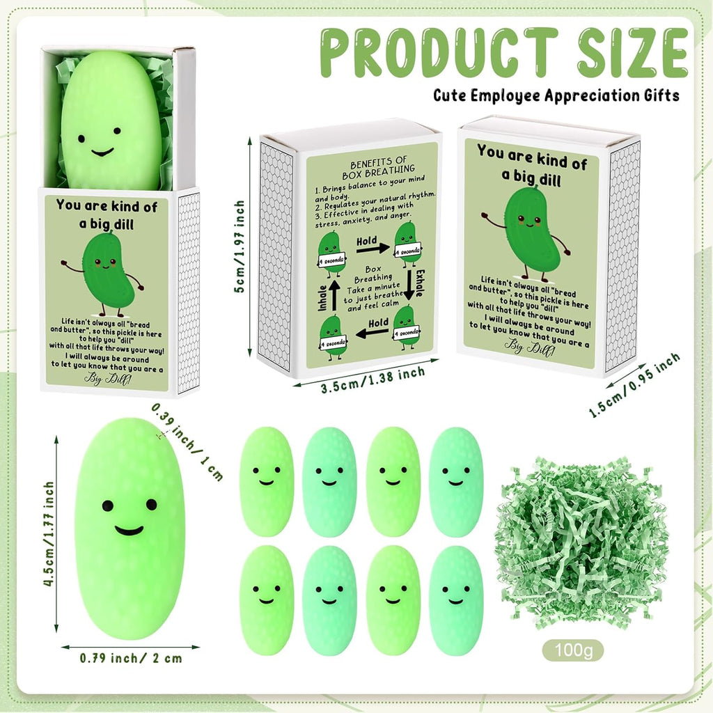Wettarn 12 Sets Appreciation Pickle Gifts Cute Stress Balls with Support Gift Boxes Adults Party Favors for Employee Coworker Friends Office Positive Relief Toys Stocking Stuffers